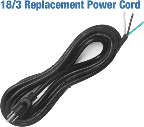 Vista 2 de Cable de fuente de alimentación de repuesto de calibre 18 de 3 clavijas resistente de 10 pies 110V 115V 120V coleta para electrodoméstico de CA