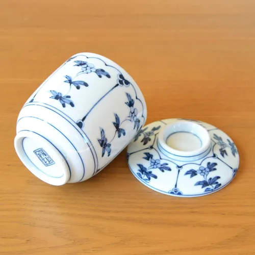 Vista 5 de 有田焼やきもの市場 Juego de 2 tazas de Chawanmushi con tapas japonesas Chawan Mushi Arita Imari Hecho en Japón Wari-Souka