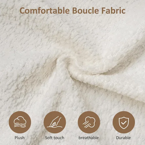 Vista 6 de VANOMi Sofá biplaza Boucle Cloud de 89 pulgadas, cómodo sofá tapizado de asiento profundo, moderno sofá de mediados de siglo para sala de estar