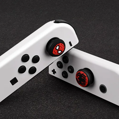 Vista 4 de DLseego Tapas de agarre de pulgar de araña para interruptorSwitch LiteSwitch OLED Joy Con Cool Movie Comic Hero Console analógico Joystick cubierta