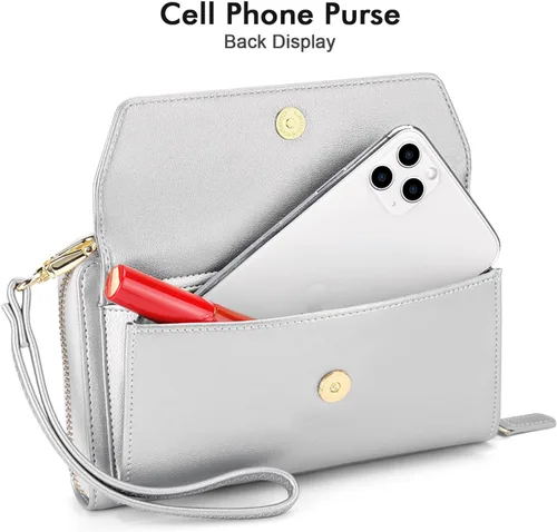 Vista 5 de nuoku Carteras para mujeres con ranuras para tarjetas de crédito con bloqueo RFID de gran capacidad