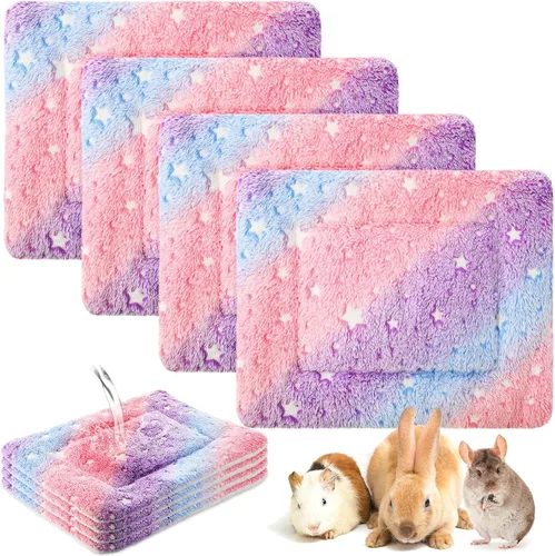 Vista 12 de Haull - Juego de ropa de cama impermeable de conejillo de indias, suave para perro y gato, tapete de felpa para jaula de animales pequeños, conejo