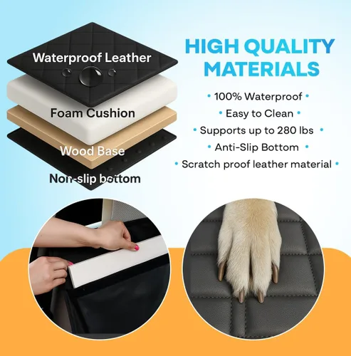 Vista 5 de Funda de asiento de automóvil para perro para asiento trasero con parte inferior dura, extensor de asiento trasero impermeable para perros, cama
