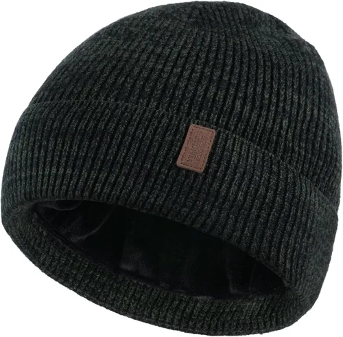 Vista 40 de Wmcaps – Gorro de invierno para hombre y mujer, gorro de punto suave y cálido con forro vellón Verde militar