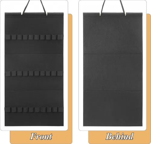 Vista 3 de Organizador colgante para diademas para niñas, organizador de diademas de fieltro, organizador de almacenamiento para diademas (sin diademas) (Negro)