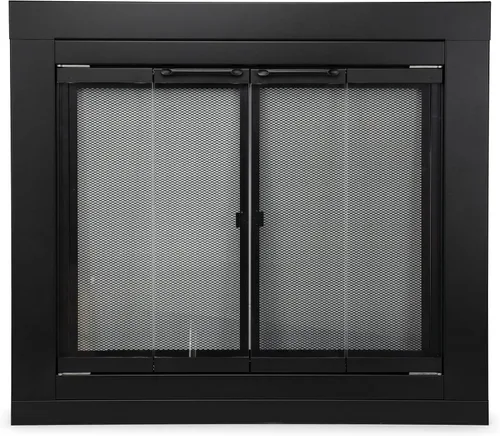 Vista 11 de Stanbroil - Puerta de cristal plegable para chimenea, color negro, grande