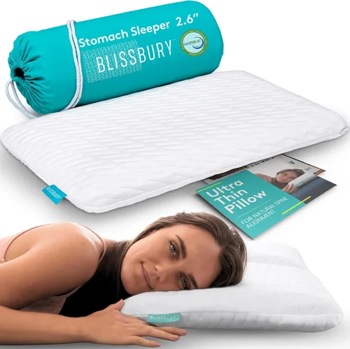 Vista 12 de BLISSBURY Almohada súper fina de 2.2 pulgadas para dormir, almohada plana de espuma viscoelástica premium fría al tacto para dormir boca abajo