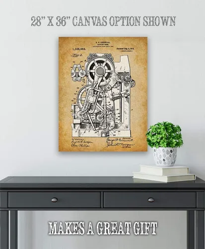 Vista 4 de Impresión de impresión de patente – Decoración clásica de oficina en casa, exhibición de pared de casa de impresión, regalos para editores