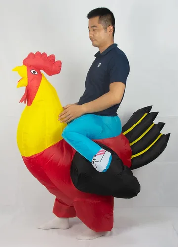 Vista 4 de JYZCOS Disfraz inflable de gallo para adultos disfraz de gallo de Halloween gallo dorado para adultos Adulto