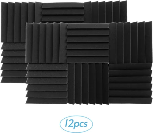 Vista 3 de 12 Pack Acoustic Foam Panels 12 x 12 x 2 Inches High Density Sound Insulation Fire Retardant for Studio KTV Home Theater