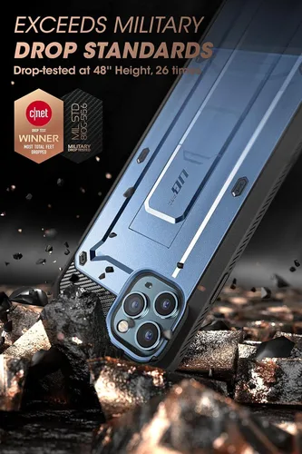 Vista 3 de SUPCASE Funda para iPhone 13 Pro con soporte y clip para cinturón (Unicorn Beetle Pro), [protector de pantalla integrado]