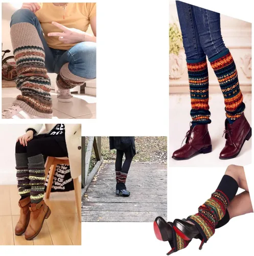 Vista 4 de Calentador de botas de punto de lana para mujer