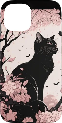 Vista 6 de Cute Pink Japanese Cherry Blossom Cat Aesthetic Case for iPhone 16