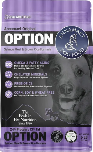 Vista 8 de Annamaet Original Option Formula - Alimento seco para perros, 24% de proteínas (salmón y arroz integral), bolsa de 40 libras