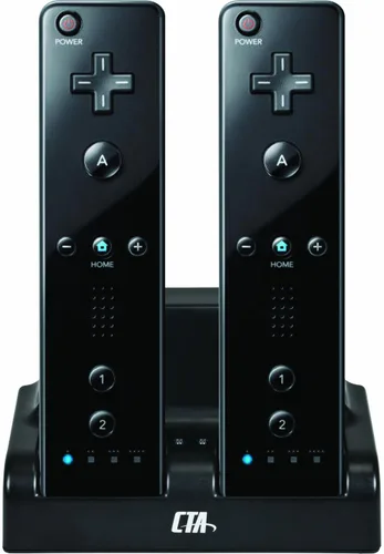 Vista 3 de CTA Digital Wii Remote Dual Charge Station with 2 Rechargeable Batteries (Black)