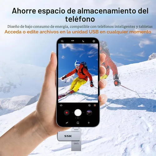 Vista 6 de SSK Unidad Flash USB C de 128GB Unidad Thumb Drive de hasta 240 MB/s, Unidad Flash USB Dual USB-C y A 3.2, Memoria USB Pendrive de Zinc Memory Stick