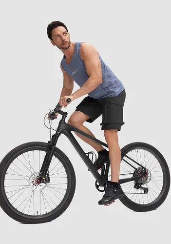 Vista 6 de Bikewa Pantalones cortos de ciclismo de montaña para hombre, con acolchado 3D, ajuste holgado, con bolsillos con cremallera