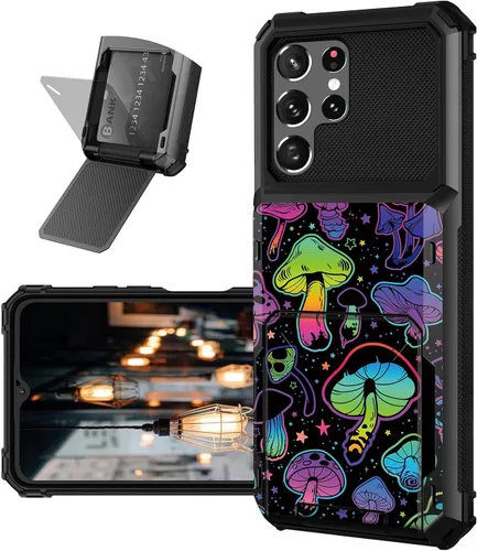 Vista 22 de Funda tipo cartera para Samsung Galaxy S22 Ultra con ranura para tarjetero, funda con tapa híbrida de doble capa, resistente, a prueba de golpes