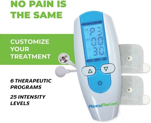 Vista 2 de AccuRelief TENS Unit - Estimulador muscular Sistema de alivio del dolor, estimulador muscular eléctrico con electrodos para cuello, espalda y cuerpo