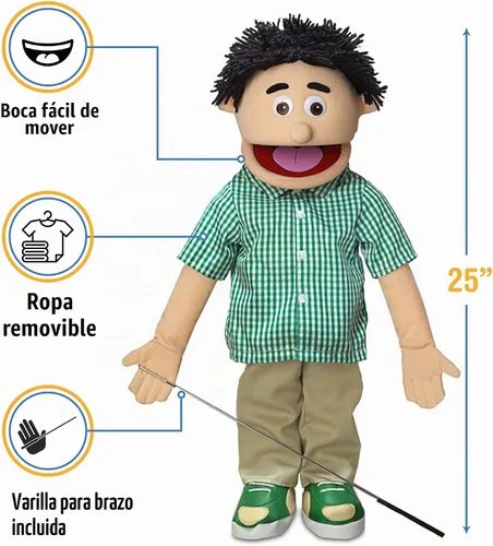 Vista 3 de Kenny, Peach Boy, 25 pulgadas, cuerpo completo, marioneta estilo ventrílocuo