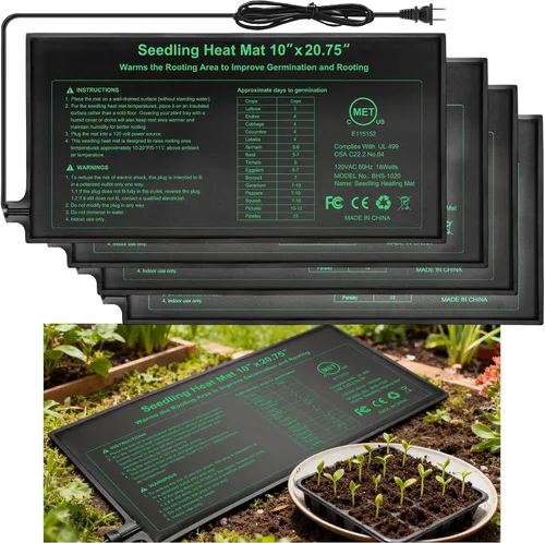Vista 10 de Alfombrilla térmica de plántulas con certificación MET mejorada de 10 x 20.75 pulgadas, almohadilla térmica impermeable para germinación