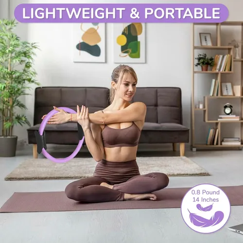 Vista 2 de TOPZGLEEY Juego de anillos y pelotas de pilates con bandas de resistencia, equipo de pilates para entrenamiento en casa, anillos de pilates de 14