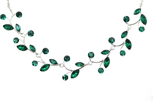 Vista 3 de Faship Precioso conjunto de pendientes y collar floral de cristal