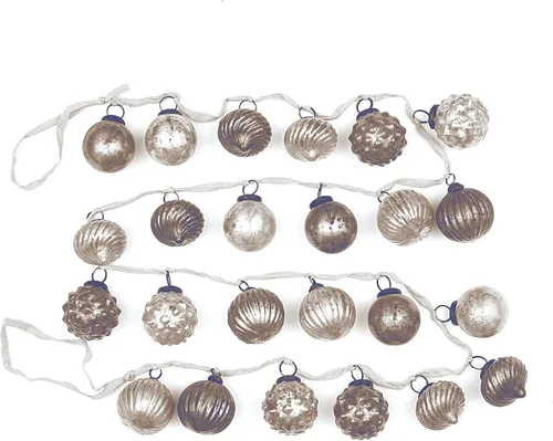 Vista 9 de Creative Co-Op - Guirnalda ornamental de cristal de mercurio en relieve plateado antiguo (XC5496)
