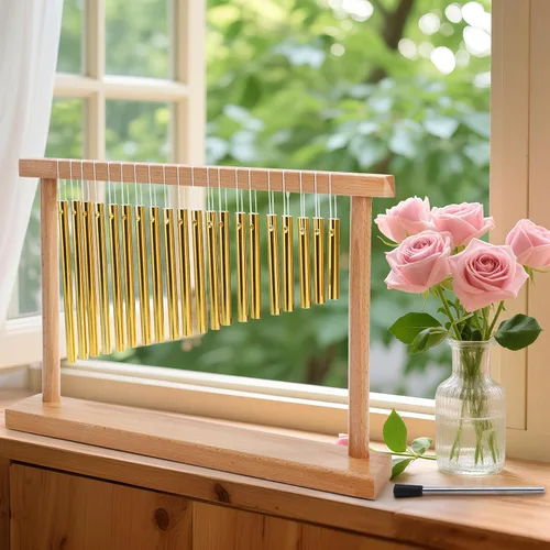Vista 7 de 20-NOTE - Campanilla de viento de una hilera, instrumento de percusión musical de 20 barras con mazo para decoración de aula, oficina, regalo