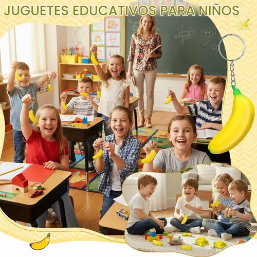 Vista 5 de Jexine - Paquete de 20 llaveros de plátano elásticos para aliviar el estrés