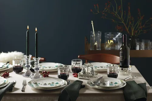Vista 10 de Lenox 893565 Balsam Lane - Juego de vajilla de 12 piezas, verde, Navidad, alojamiento navideño