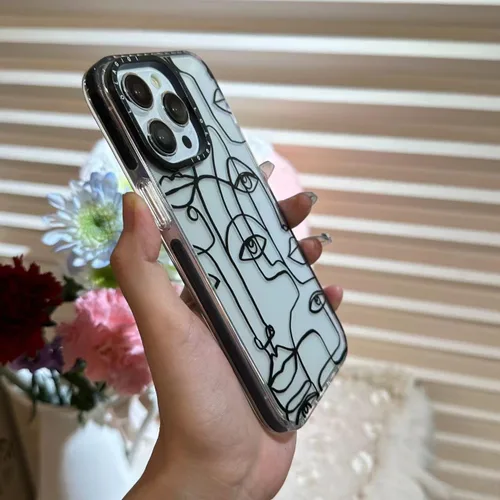 Vista 7 de Funda para iPhone 13, lindo diseño artístico de líneas faciales, diseño kawaii femenino estético patrón de dibujos animados para mujeres, niñas
