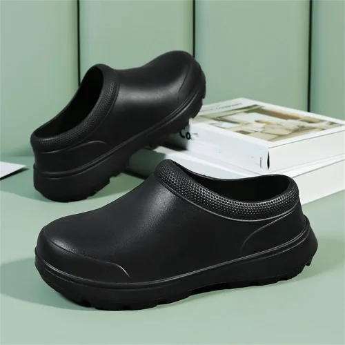 Vista 5 de Zapatos de chef para hombre, antideslizantes, a prueba de agua, zapatos de trabajo para hombre, cómodos zapatos de enfermería para jardinero