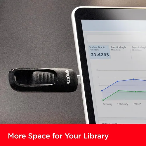Vista 3 de SanDisk Unidad flash USB tipo C Ultra Slider de 64 GB - Hasta 300 MB/s, USB 3.2 Gen 1, conector retráctil - SDCZ480-064G-G46