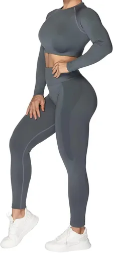 Vista 6 de Sunzel Camisetas cortas de entrenamiento de manga larga sin costuras para mujer, suaves y ajustadas, atléticas, para yoga, gimnasio, deportes