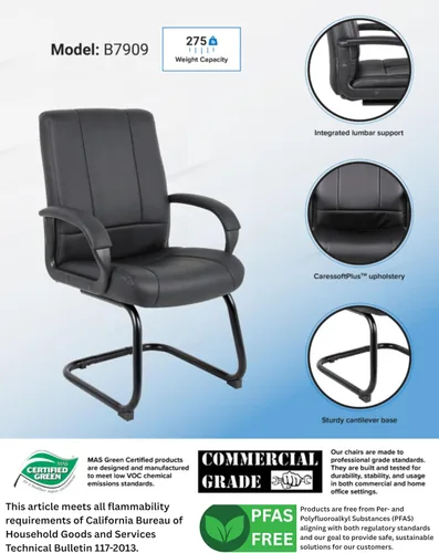 Vista 3 de Boss Office Products Coressoft B7909 - Silla de invitados con respaldo medio, color negro, 250