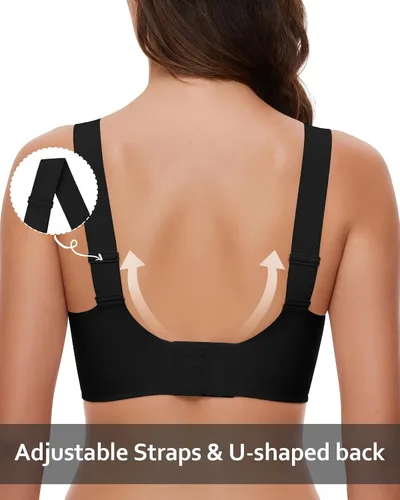Vista 2 de WOWENY Wireless Minimizer Bras for Women V Neck Comfortable Adjustable Full Coverage Padded Bralettes Smoothing Bra