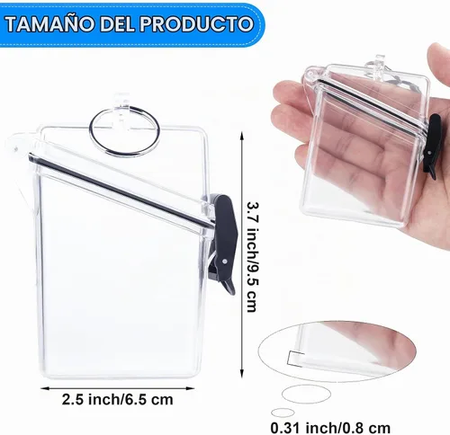 Vista 2 de URATOT Paquete de 4 portatarjetas impermeables transparentes y seguros con cordón para tarjetas, monedas y dinero, caja seca resistente y duradera