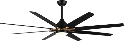 Vista 10 de LKTART Ventilador de techo de 62 pulgadas con luces, ventilador de techo de madera moderna, control remoto, 9 hojas de madera contrachapada de grano