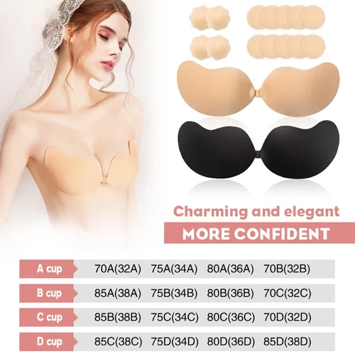 Vista 6 de Karielsen 2 Pack Adhesive Bra Nipple Covers Push Up Strapless Sticky Bra for Women Reusable Invisible Bra Backless