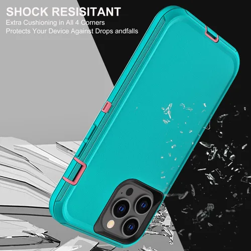 Vista 5 de YKHJKLEC para iPhone 13 Pro Max, funda militar grado 3 en 1 resistente a golpes/caídas/polvo con 2 piezas de protector de pantalla de vidrio