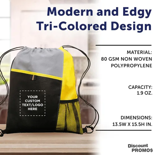 Vista 34 de DISCOUNT PROMOS Juego de mochilas con cordón no tejidas personalizadas de 10/50/100, paquete personalizado a granel