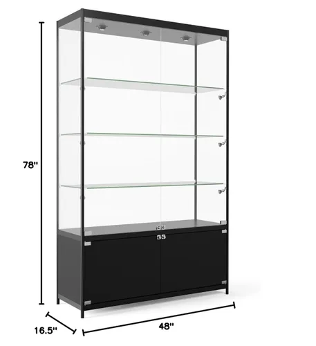 Vista 8 de Displays2go vitrina de cristal de 48", marco de aluminio negro