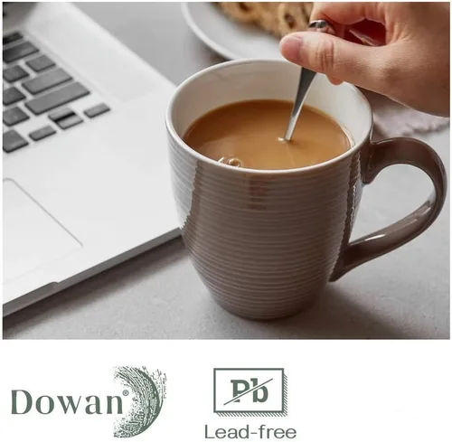 Vista 6 de DOWAN Tazas de Café, Juego de 6 Tazas de Café de 17 Oz, Tazas de Té Onduladas (Marrón)