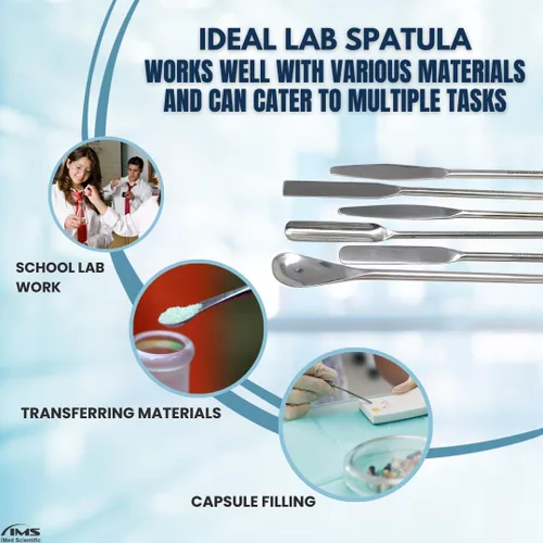 Vista 5 de 6 espátulas de laboratorio micro multifunción de acero inoxidable de doble extremo de 9 pulgadas de largo cucharas de cuchara de muestreo utilizadas