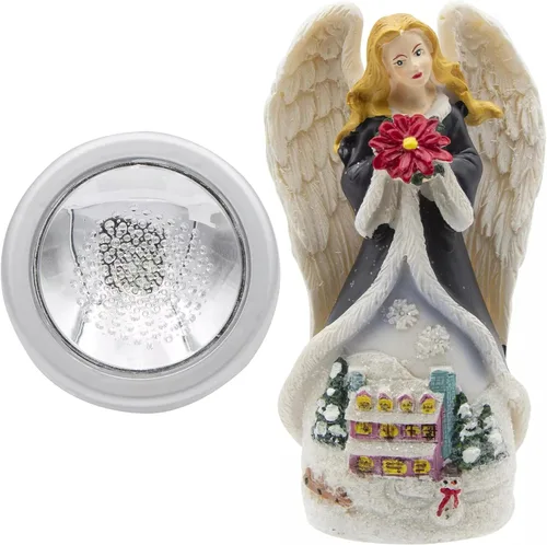 Vista 7 de Joyful Moments - Figura de ángel de 5 pulgadas con pedestal iluminado que cambia