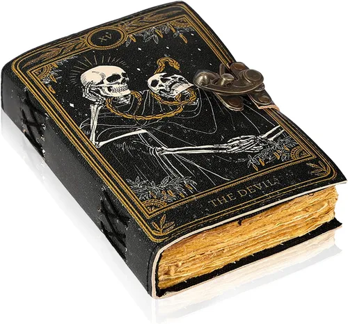 Vista 19 de Book of Spells - Diario encuadernado en cuero con papel de borde irregular, grimorio, diario impreso del Tercer Ojo, suministros de brujería