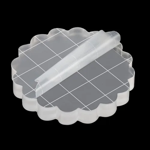 Vista 5 de PATIKIL Bloque de sello acrílico de 2 pulgadas, bloque de estampado transparente con líneas de cuadrícula, bloques de montaje decorativos redondos