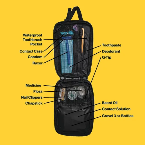 Vista 2 de Gravel Explorer Plus Neceser – Colgante, resistente al agua con botellas de viaje aprobadas por la TSA, Arena, Slim