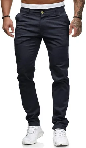 Vista 2 de HUNGSON Pantalones de vestir ajustados ajustados para hombre